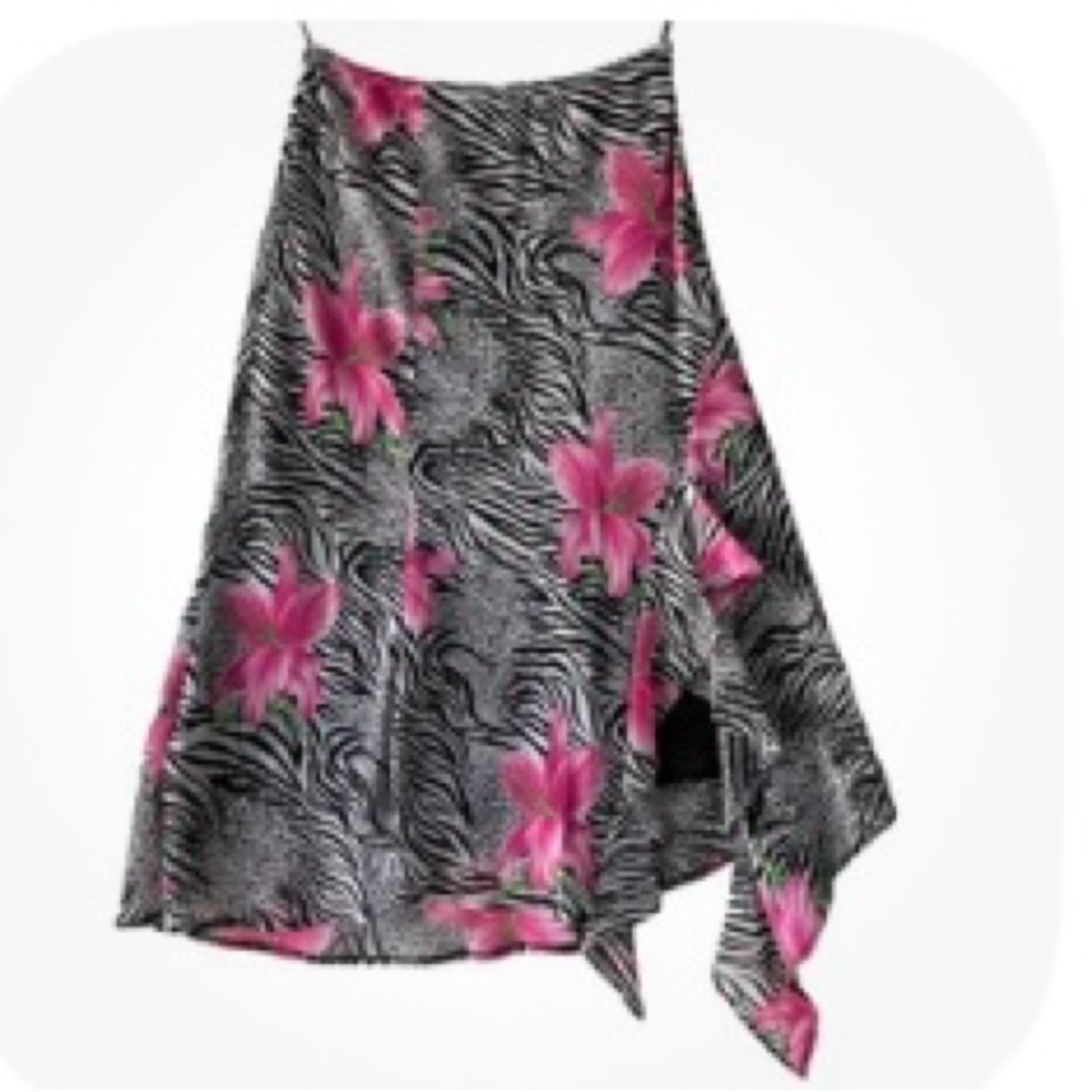 Joseph Ribkoff Animal Print Skirt with Pink Floral Accents